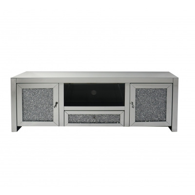 ALLURE GLAS-TV-MØBEL – transparent med krystaller (150×55×40 cm)