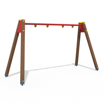 TE404 KK kahekordne kiikeraam puidust postidel, mis sobib ideaalselt mänguväljakule või aeda.