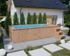 Piscină din lemn cu căptușeală din polipropilenă 480x240 cm - piscină de grădină modernă, durabilă