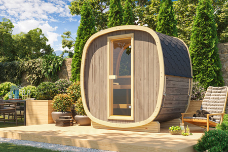 Außensauna Uku 130 für 3-4 Personen/ NEUE RAINBOW-KOLLEKTION / Nur elektrische Heizung / Hochwertige nordische Fichte (Pine Thermal Wood) | Wellness | Entspannung | SPA | Wellness | Entspannung | SPA | Nordischer Stil | Thermalholz