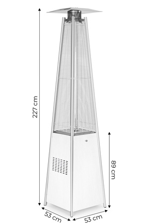 Värmare paraply gasvärmare 13 kW silver glas för trädgård uteplats reducer slangskydd MultiGarden