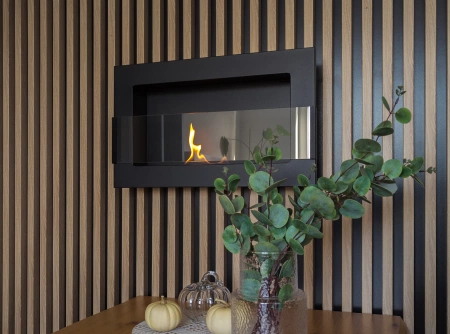 Biofireplace 650x400 with Glass – Structural Black | Modern Smokeless Fireplace