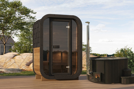 СПА комплект | Финландска градинска сауна ULLA130 суха | Balia DeLux200 на дърва | Thermowood