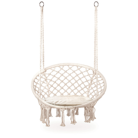 Cadeira suspensa Boho baloiço de jardim com almofada