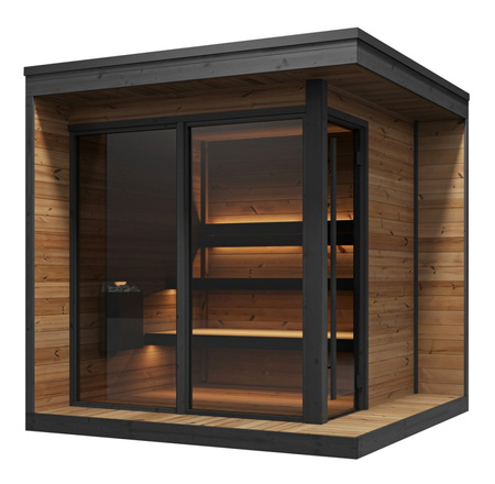 HIKI L Thermowood saună în aer liber pentru 4-5 persoane - Saună electrică modernă de grădină