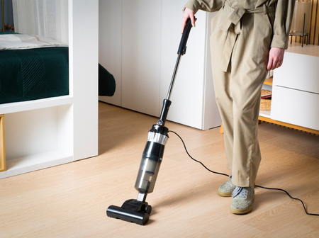 PRIME3 Upright Vacuum Cleaner SVC12 - Bagless, Powerful, Lightweight HEPA Vacuum Cleaner with Turbo Brush, Suction Cup and Brush - Ideal for Home and Office - 800W Performance, Long 4.8m Cord