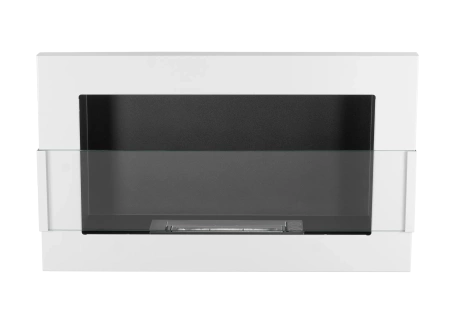Επιτοίχιο τζάκι βιοαιθανόλης με γυαλί 650x400 – γυαλιστερό λευκό, τζάκι βιοαιθανόλης εσωτερικού χώρου