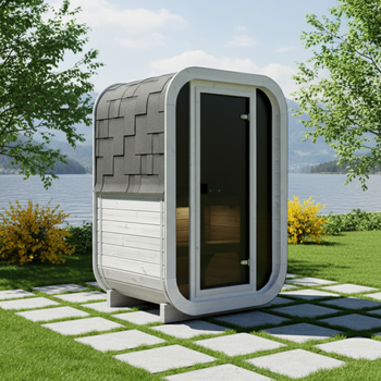 Zahradní sauna ULLA130 Thermowood 1-2 osoby - New Rainbow Collection / Skandinávská finská sauna na terasu a zahradu s elektrickým vařičem 220V / 230V / 400V