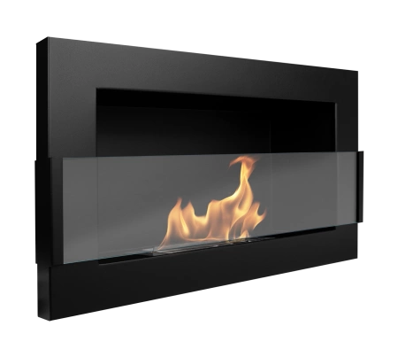 Biopejs 650x400 med glas – Struktursort | Moderne røgfri pejs