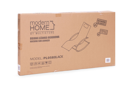 Leżak ogrodowy leżanka z zagłówkiem | Fotel bujany na taras na balkon Beżowy / Czarny | komfortowy fotel ogrodowy, nowoczesny styl, taras i balkon