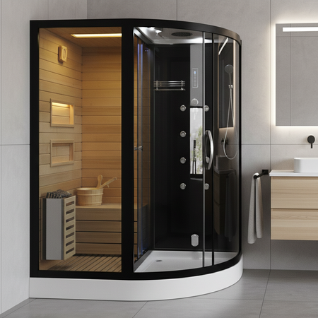 MO-1751B TRÍO IZQUIERDO, sauna seca, sauna de vapor y cabina de ducha 180×110×223 cm