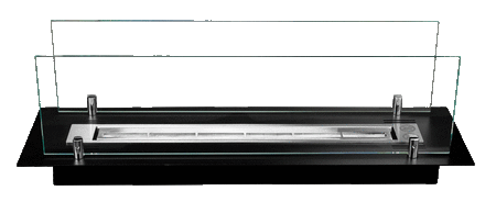 Innebygd biopeisinnsats 65 cm – svart med glass | Moderne design