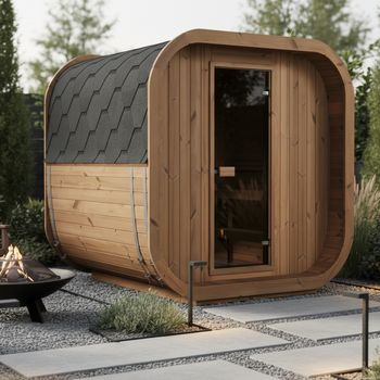 Sauna da esterno Icon 220 XL per 4 persone / Stufa elettrica o a legna Harvia / Abete rosso scandinavo di alta qualità termotrattato