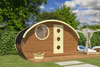 Sauna Ovale Frodo 240 Extérieur pour 8 personnes / Poêle Électrique Harvia ou à Bois Harvia / Épicéa Scandinave Traité Thermiquement de Haute Qualité | Wellness | Relax | SPA | Design Moderne | Style Scandinave