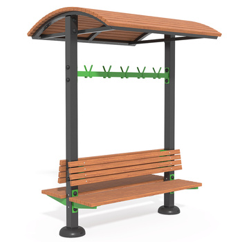 Banco con marquesina SM130.2 – protección exterior contra la lluvia para parques y espacios públicos