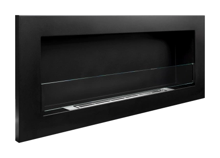 Lareira ecológica SLIM 900x400 preta texturizada com vidro