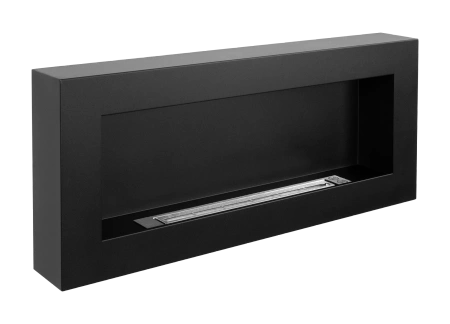 Κρεμαστό βιο-τζάκι BOX 900x400, μαύρο ματ με υφή – ένα μοντέρνο τζάκι χωρίς καμινάδα