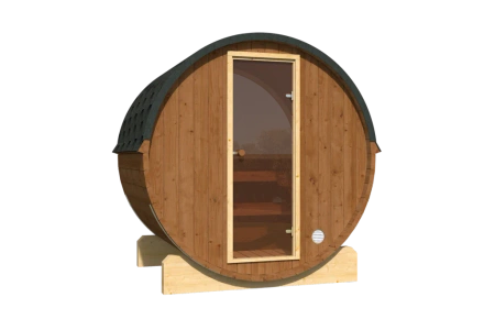 Sauna exterior EDA 130 para 3-4 pessoas com aquecedor de sauna Harvia Vega + brindes | cosméticos + acessórios de sauna | sauna finlandesa | thermowood | Madeira térmica