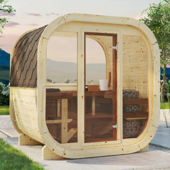 Venkovní sauna Eke 160 pro 3-4 osoby / pouze elektrické vytápění / vysoce kvalitní severské smrkové dřevo (Borovice Thermal Wood) | Wellness | Relaxace | SPA | Wellness | Relaxace | SPA | Severský styl | Thermal Wood