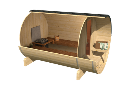 Sauna udendørs EDA 300 – rummelig premiumsauna til 6–10 personer med elektrisk eller brændefyret ovn, for fælles stunder og unikke oplevelser