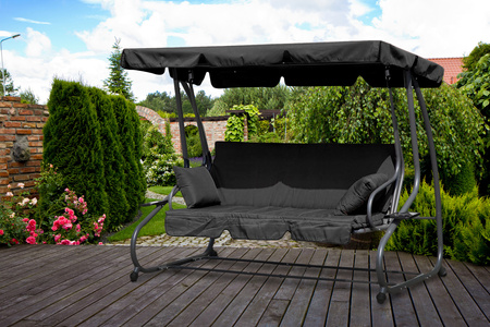 Kokoontaitettava 3-istuttava puutarhakeinu 2in1 tyynyt harmaa MultiGarden | puutarhakalusteet, vapaa-aika, moderni tyyli