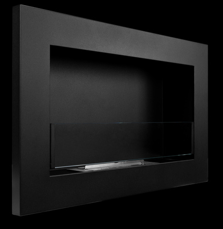 Biopejs 650x400 Slim med glas – sort, moderne bioethanolpejs