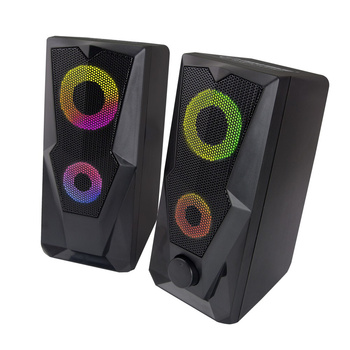 Set de boxe negre pentru computer - Esperanza Speaker 2.0 USB Led Rainbow Baila