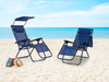 Beach Garden Lounger | Adjustable backrest with movable canopy for patio or balcony Beige/Grey/Blue | Garden furniture, relaxation, modern style