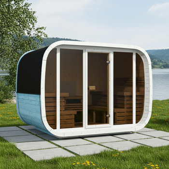 Sauna zewnętrzna Klaar dla 4-6 osób / Tylko ogrzewanie elektryczne / Wysokiej Jakości Świerk Nordycki ( Sosnowe Drewno Termiczne) | Wellness | Relaks | SPA | Wellness | Relax | SPA | Nordycki Styl | Drewno Termiczne