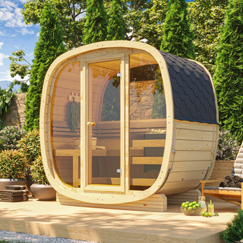 Sauna extérieur Uku 130 pour 3-4 personnes / Chauffage électrique uniquement / Épicéa nordique de haute qualité (bois thermique de pin) | Bien-être | Détente | SPA | Bien-être | Détente | SPA | Style nordique | Bois thermique