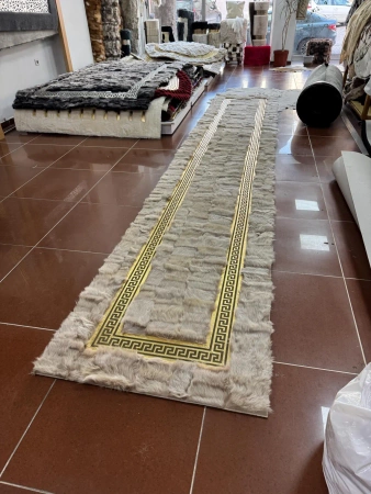 Luxe natuurlijk schapenvacht vloerkleed - Versace Style