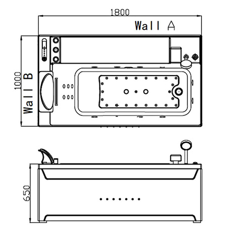 Μπανιέρα υδρομασάζ Niagara 911 180×100 – οικιακό jacuzzi με LED χρωμοθεραπεία