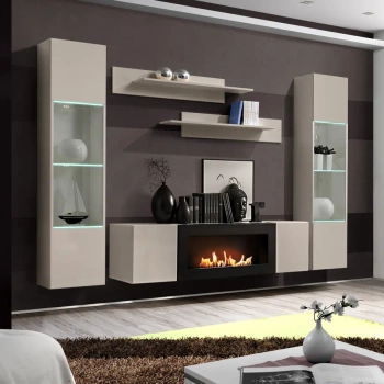 Bio fireplace in built-in furniture Modern fireplace TV cabinet CC FY M1