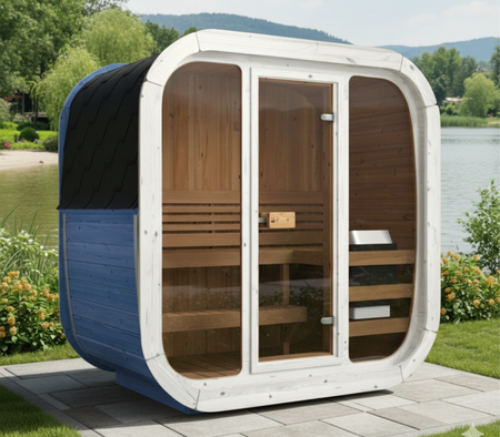 Utendørs badstue Icon 125 for 2-3 personer / Ny Rainbow-kolleksjon / Kun elektrisk oppvarming / Høy kvalitet Thermowood | Velvære | Avslapning | SPA | Naturlig treverk | Thermowood