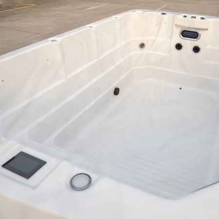 Rectangular fiberglass Swim Spa - in-ground and above-ground garden pool with hydromassage, jacuzzi and Endless Pool function for swimming