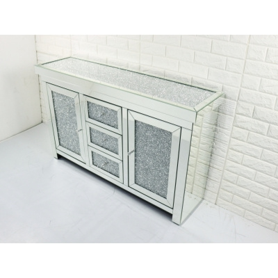 KOMODA SZKLANA RIXON • szkło lustrzane + MDF • 130 × 80 × 35 cm