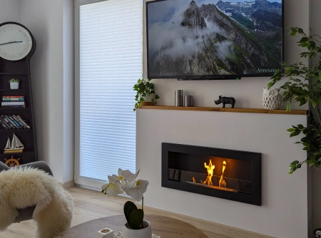 SLIM Biofireplace 900x400 Black Textured with Glass