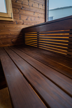 Luksuriøs Moderne Udendørs Sauna Cube Premium Plus Til Haven Med Panoramaudsigt Året Rundt