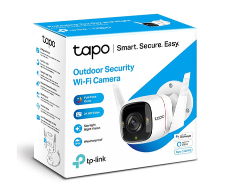Caméra de surveillance extérieure Wi-Fi Tapo C320WS de TP-LINK - Haute résolution 2560x1440, détection de mouvement, mode nuit, sécurité Wi-Fi et installation facile pour la maison et le jardin