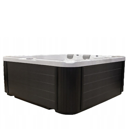 Jacuzzi de jardim BOKO Revestimento Branco Gabinete Preto 230x230 cm – relaxamento moderno no jardim