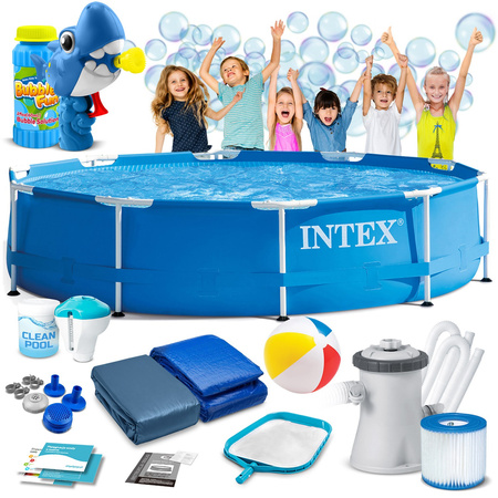 Havepool med ramme 305 x 76 cm 15w1 INTEX 28202 + boblemaskine GRATIS