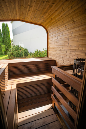 Moderní zahradní sauna CUBE MODERNO PLUS SC - venkovní s relaxační funkcí