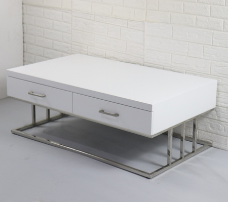 MILO WHITE kafijas galdiņš - moderna elegance baltā un tērauda krāsā