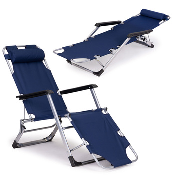 Beach Chair 2-in-1 Garden Lounge Chair | Folding lounge chair for balcony or patio Beige/Black/Blue/Grey | Comfortable garden chair, modern style, for patio and balcony