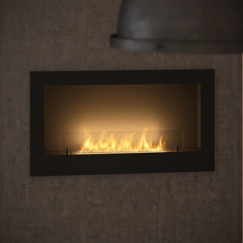 Bioșemineu încorporat Inside 900 - negru / INOX, sticlă Antisol