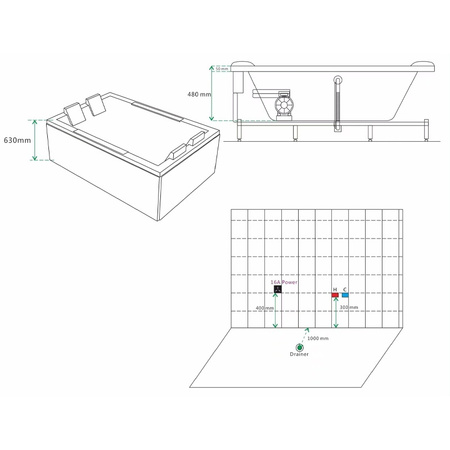 KARI 942 Vasca Idromassaggio Bianca 180x120 cm – Vasca SPA Moderna per il Bagno