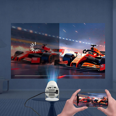 PRZENOŚNY MINI PROJEKTOR ANDROID 12 WiFi RZUTNIK OBROTOWY FULL HD 4K Bluetooth autokeystone 4D Zenwire R1 360