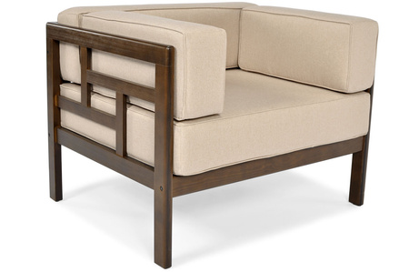 Houten tuinstoel EDEN donkerbruin/beige | comfortabele tuinstoel, modern design, terras en balkon