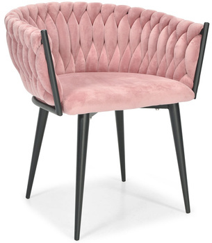 ROSA pleten glamur stol - črna in pudrasto rožnata