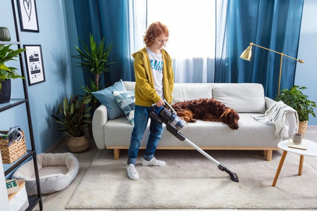 Amica JORAN PET TURBO VM 9011 – Aspirateur Balai Sans Fil 350W pour Propriétaires d’Animaux